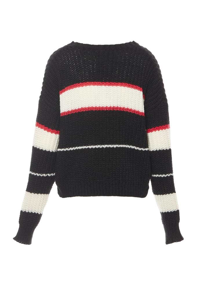 Mymo Jumper Dames ZWART GEBROKEN WIT KORAAL