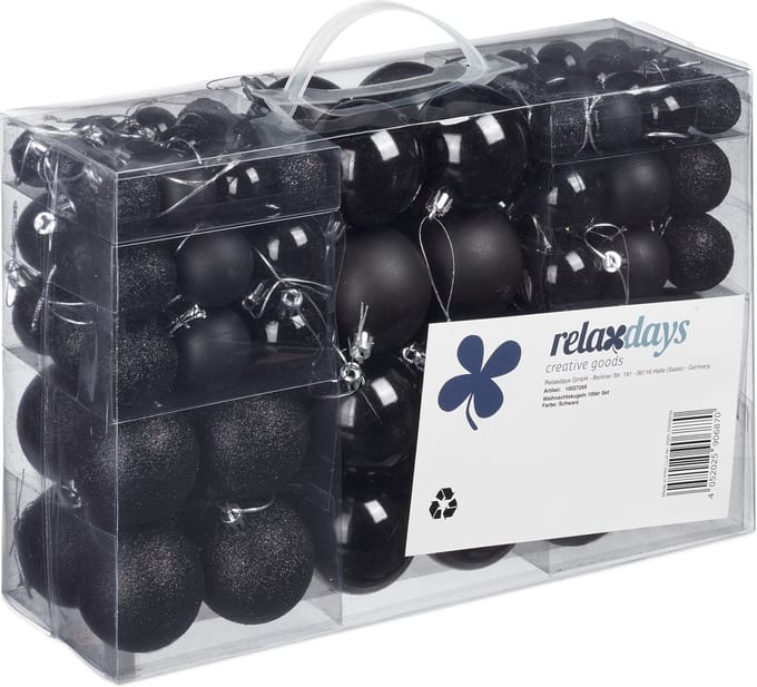 Kerstballen - set van 100 - plastic - zwart