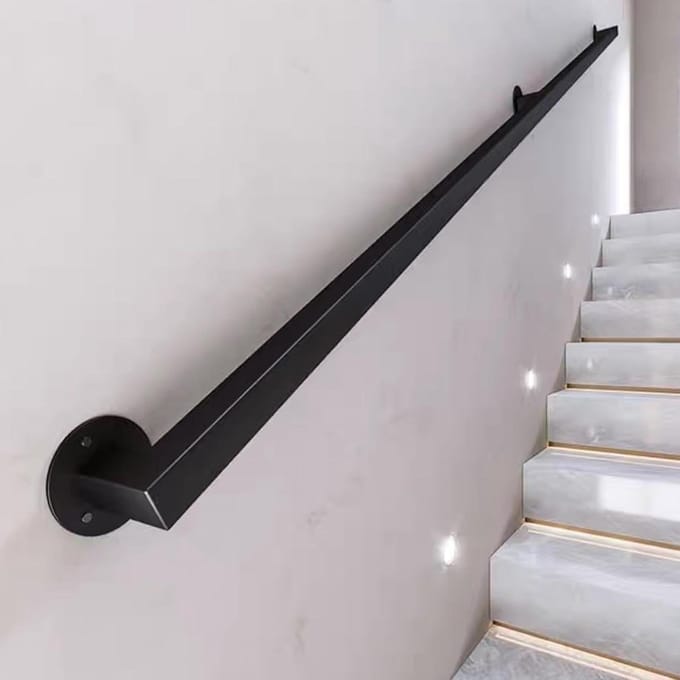 Trapleuning - Muurbeugel Leuning - Veiligheid Trap - Smeedijzer - Tot 6 Meter - Zwart