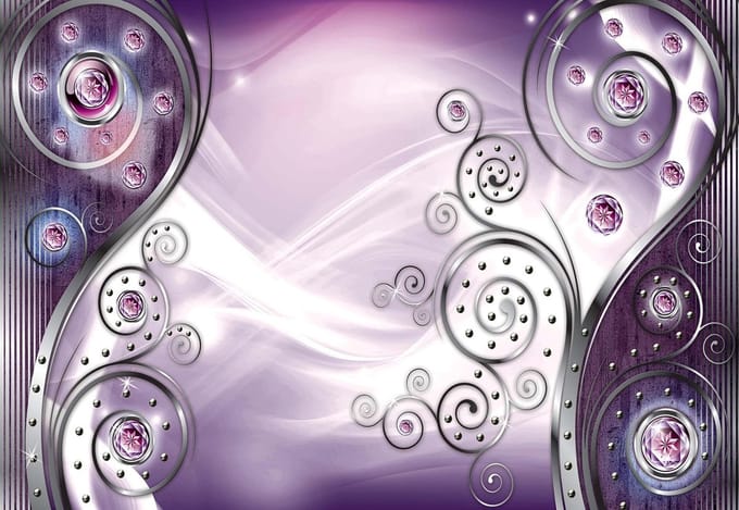Fotobehang Abstract Modern Pattern Purple | PANORAMIC - 250cm x 104cm | 130g/m2 Vlies