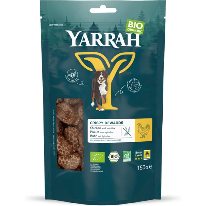 150g Yarrah Bio oven-gedroogde Crispy Rewards hondensnacks