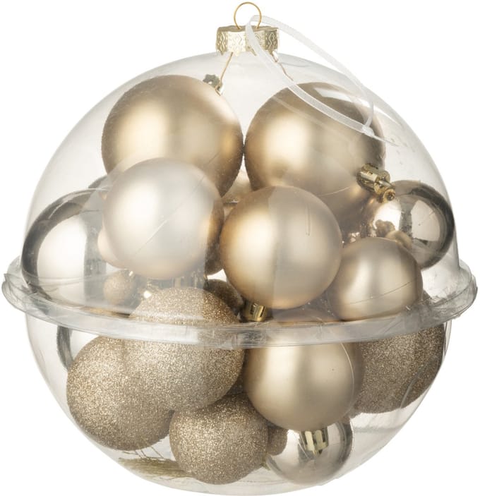 J-Line kerstbal - kunststof - champagne - doos van 24