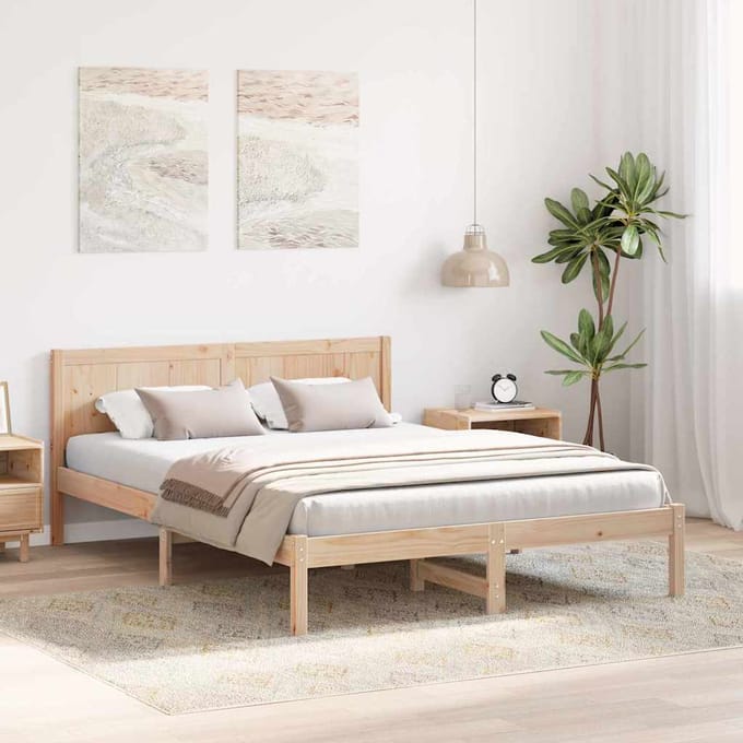 vidaXL - Bedframe - Bruin - 150 - x - 200 - cm - Massief - grenenhout