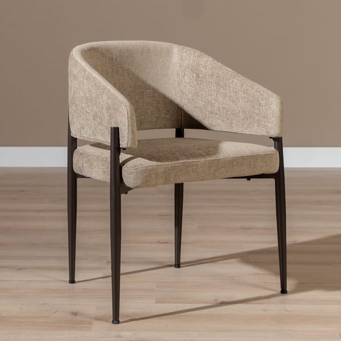 Bronx71® Velvet eetkamerstoel Bret taupe - stoel