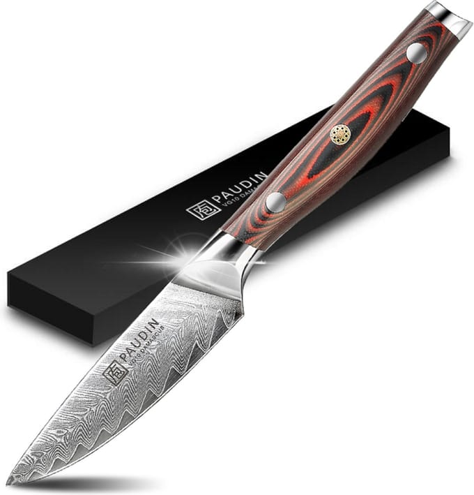 PAUDIN P7 Professioneel Groentemes 9 cm - Schilmes - Japans mes - Echt Damascus Staal