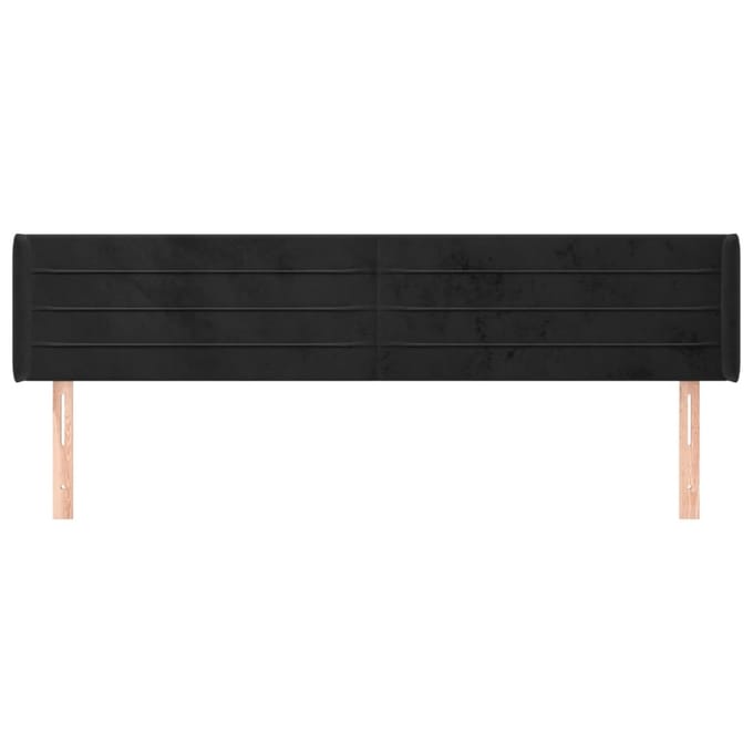 vidaXL - Hoofdbord - met - randen - 203x16x78/88 - cm - fluweel - zwart