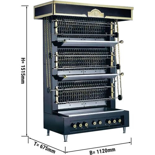 UBERT Vlammenwand grill - 20kW - met 4 spiesen voor maximaal 20 kippen