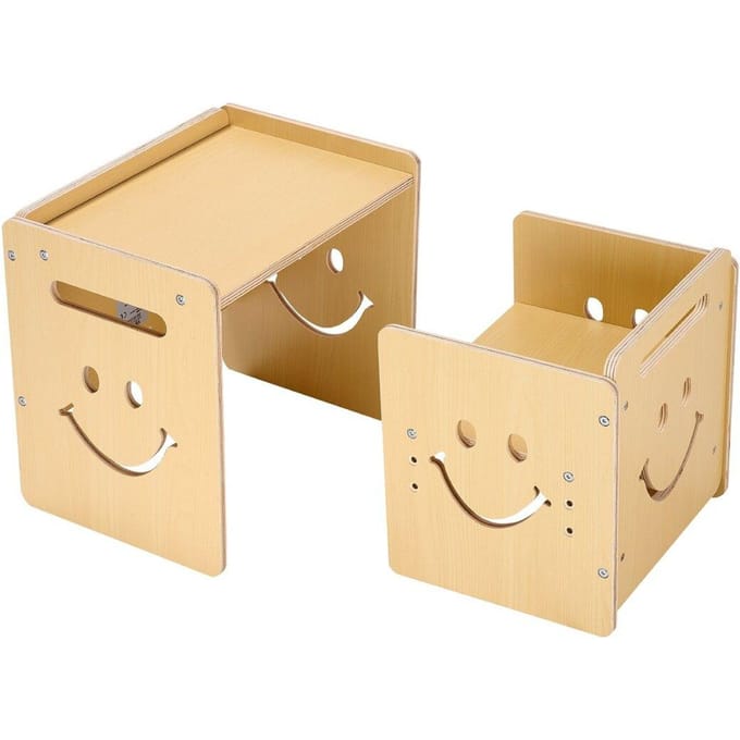 Afbouwtabel en Stoelenset Montessori Peuter Bureau met Krijtbord Hout