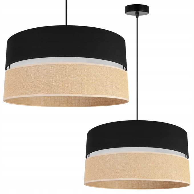 Boho Jute Hanglamp - Zwart/Beige, 45cm