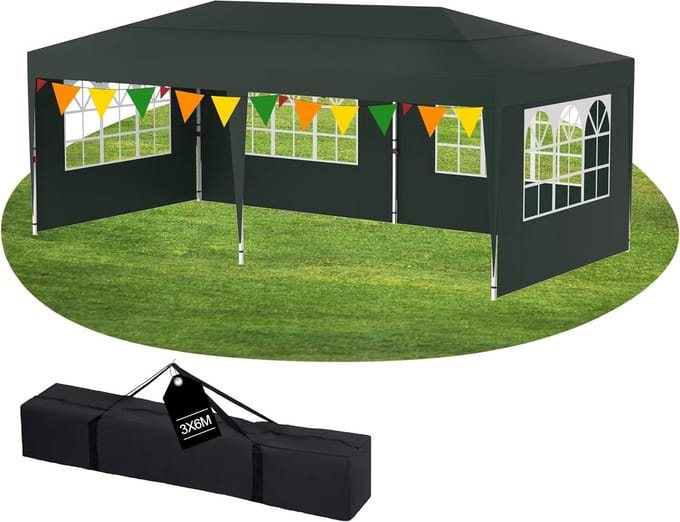 Vouwpaviljoen - Partytent Tuintent - Feest Tuin - Verstelbare Hoogte - 3 x 6 Meter - Groen