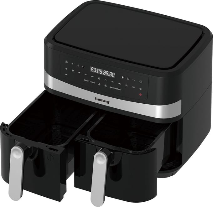Klausberg 7573 - Dubbele Airfryer XXL - Heteluchtfriteuse - touchscreen - 9Liter - 1750W