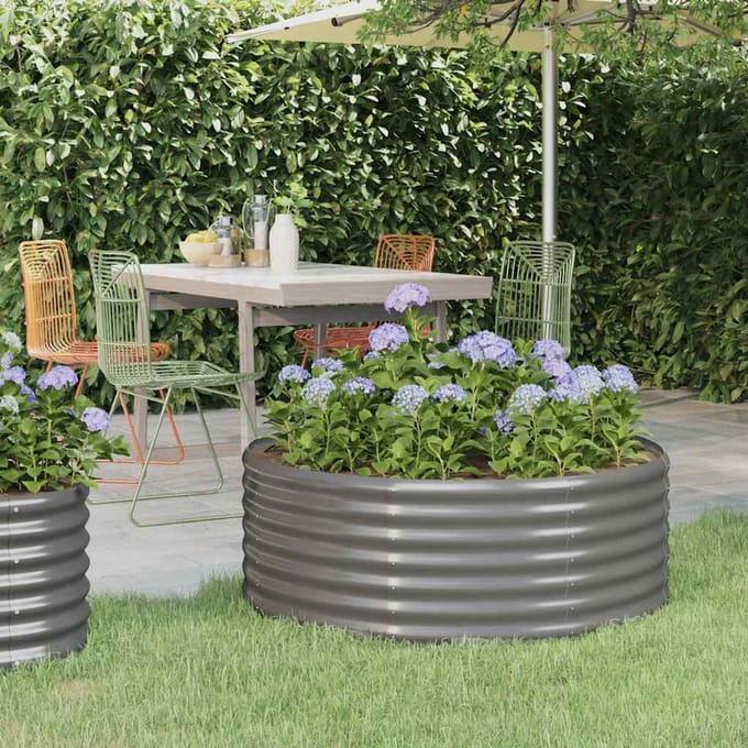 vidaXL - Plantenbak - 100x100x36 - cm - gegalvaniseerd - staal - grijs