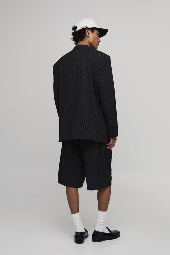 Gestreepte Oversized Slouchy Blazer | Black | Size 34