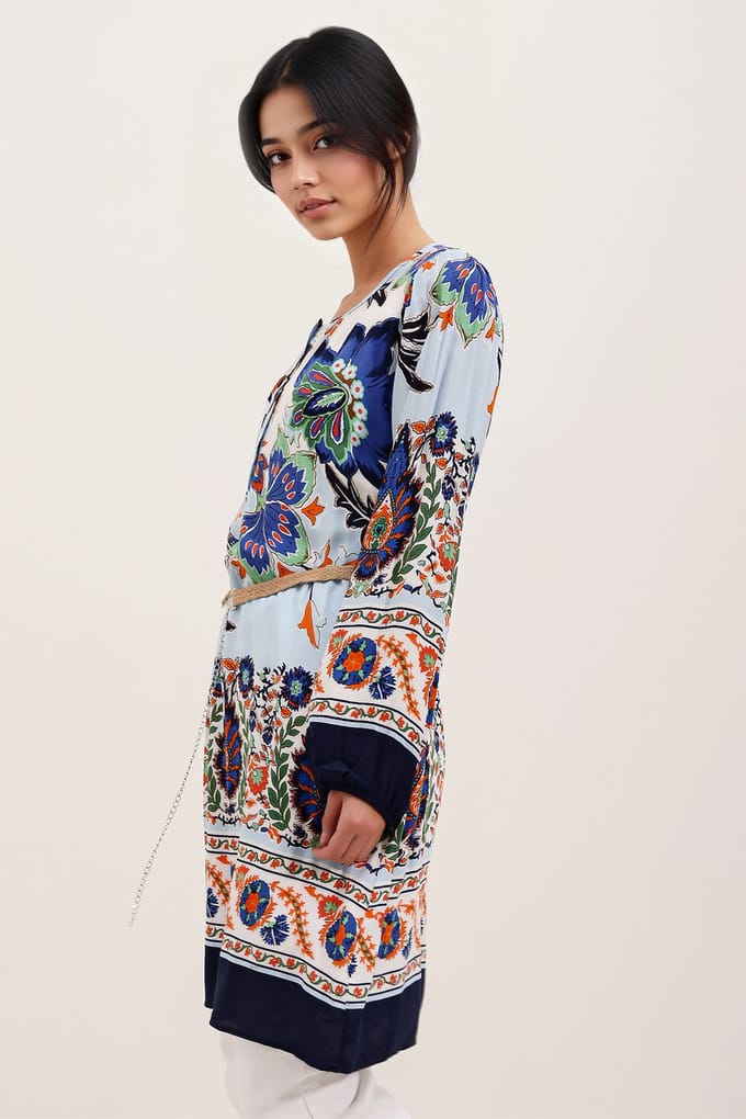 Bloemige Mini-jurk met Strik
