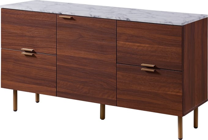 Teamson Home Ashton Dressoir - Nep Marmeren/Zwart - Metaal Poten - 48 x 14 x 28 (Inch)