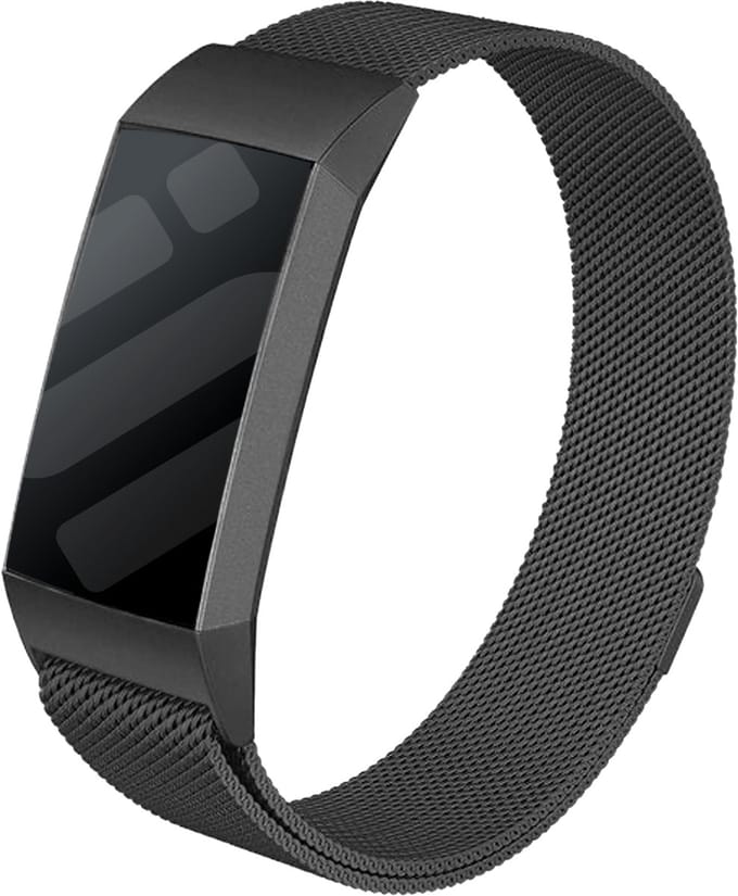 Strap-it Luxe Milanese band - geschikt voor Fitbit Charge 3 / Fitbit Charge 4 - zwart - Maat: Maat S