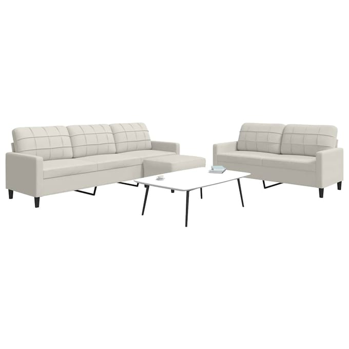 vidaXL - 3-delige - Loungeset - met - kussens - fluweel - crèmekleurig