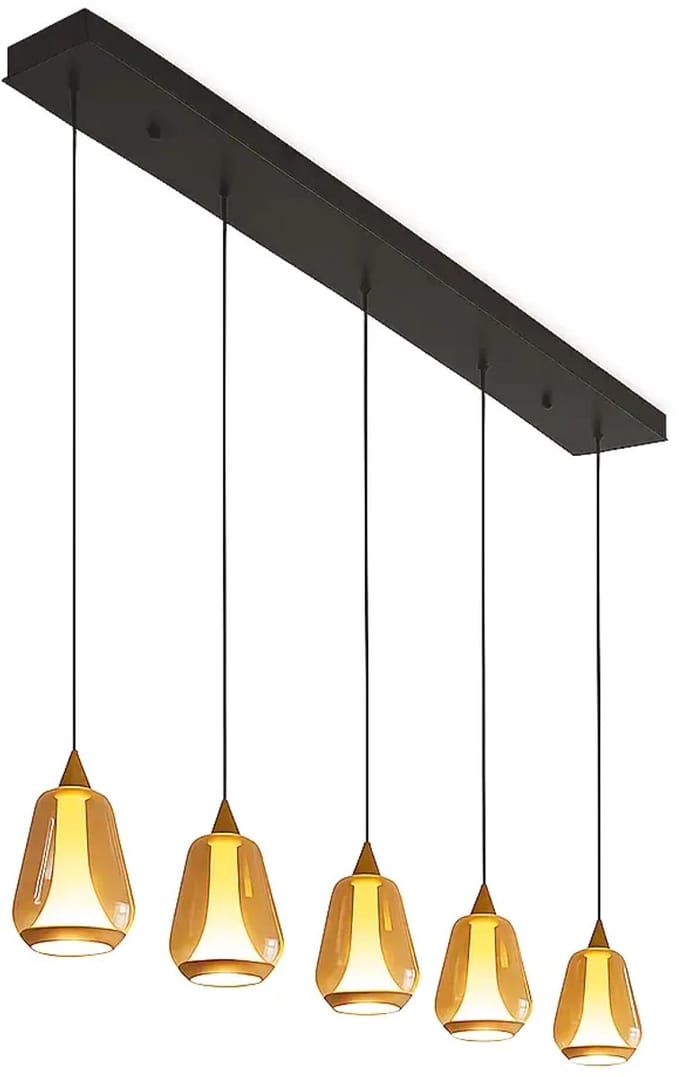 Highlight - Hanglamp Tromba 5 lichts L 108 cm amber zwart