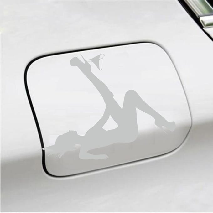 Bumpersticker - Dame Zonder Slip - 13 X 17 - Licht Grijs