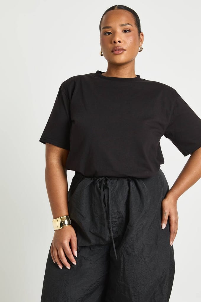 boohoo Dames Plus Nylon Strikceintuur Cargo Broek | Charcoal | Maat: 22