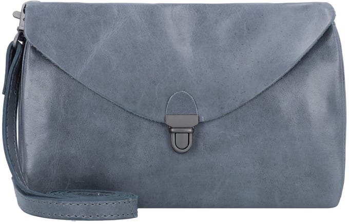 HAROLD'S Leren Schoudertas Koppeling Fold Handbag Clutch Blue Blauwgrijs