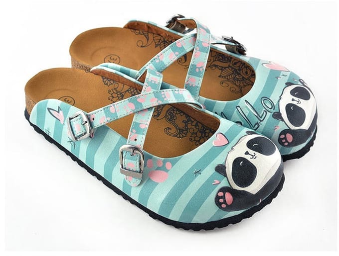 Goby Panda Clogs Dames - Vegan Leer - Handmade - Panda Print - Maat 41