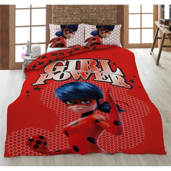 Miraculous Dekbedovertrek Girl Power 140 x 200 cm + 63 x 63 cm - Polyester