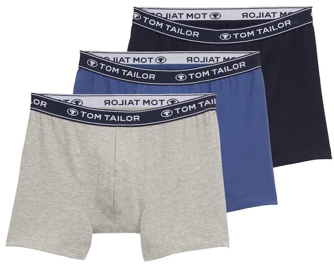 Tom Tailor - Halflange boxershorts in een 3-pack - Maat M - blau-mittel-melange