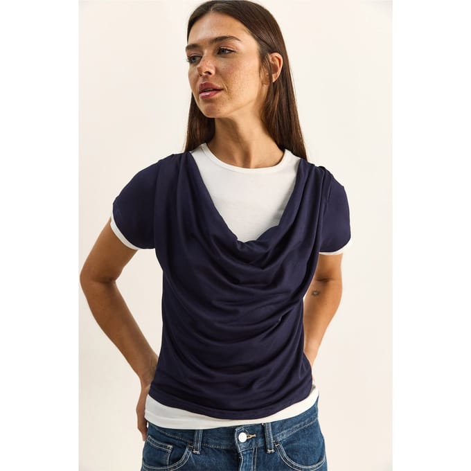 Dames T-shirt met Col en Korte Mouwen