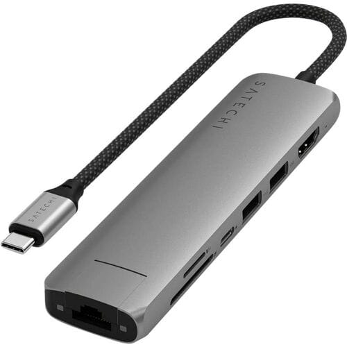 Satechi 7-in-1 USB-C Slim Multiport Adapter with Ethernet - Space Grey