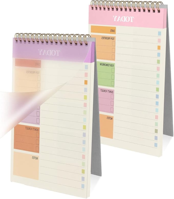 Weekly Planner Set van 2, A5 Formaat, 52 Scheuren voor Efficiënte Planning, To-Do Lijst en Dagelijkse Organisatie