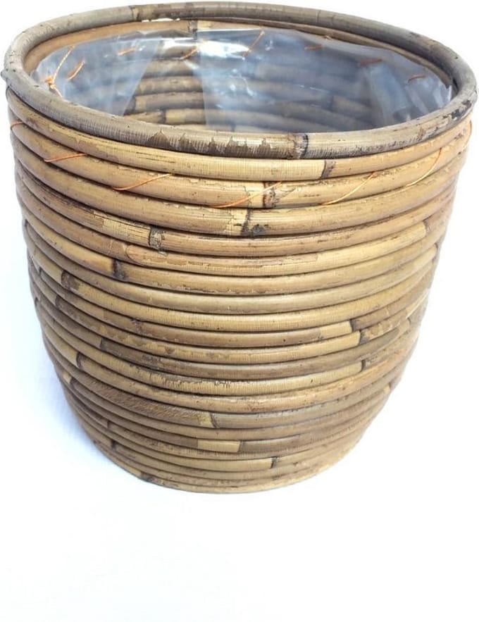Rotan Ballon plantenmand 20x19cm
