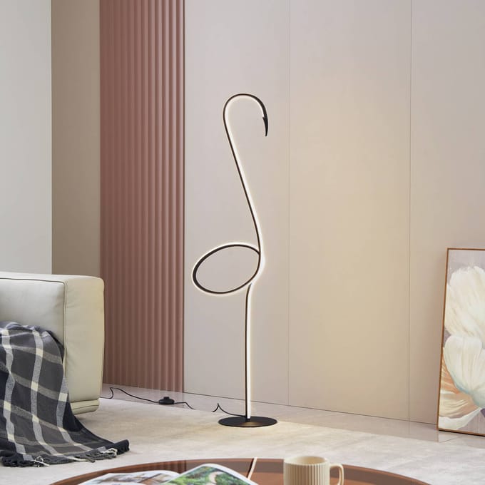 Lindby LED vloerlamp Pajaro, 130 cm, zwart, CCT, dimbaar