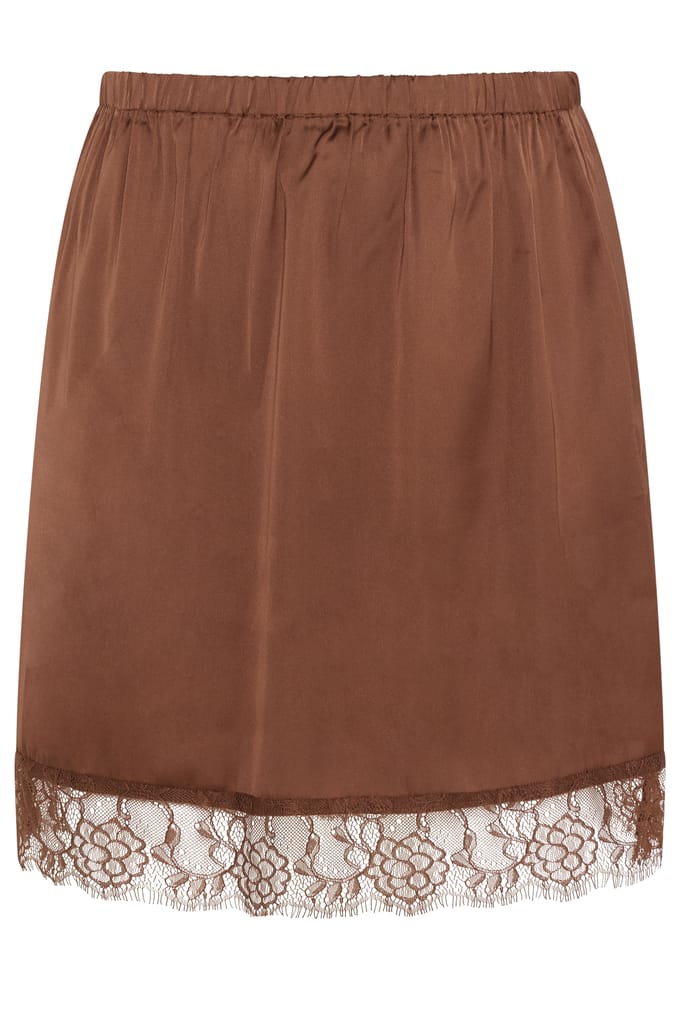 Limited Collection Chocoladebruin Satijnen Shorts Met Kanten Zoom Size 48