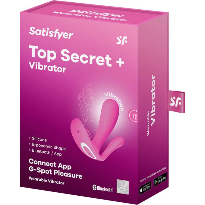 Satisfyer, draagbare Bluetooth vibrator, Top Secret+, 11 cm, met app, 2 motoren, draagbare vibrator