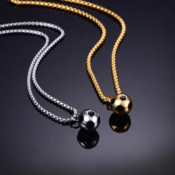 JewelGalerie - Ketting-Voetbal-Zilver