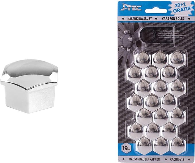 J-tec Wielmoerkapjes 19 Mm Synthetisch Zilver 20+1 Stuks