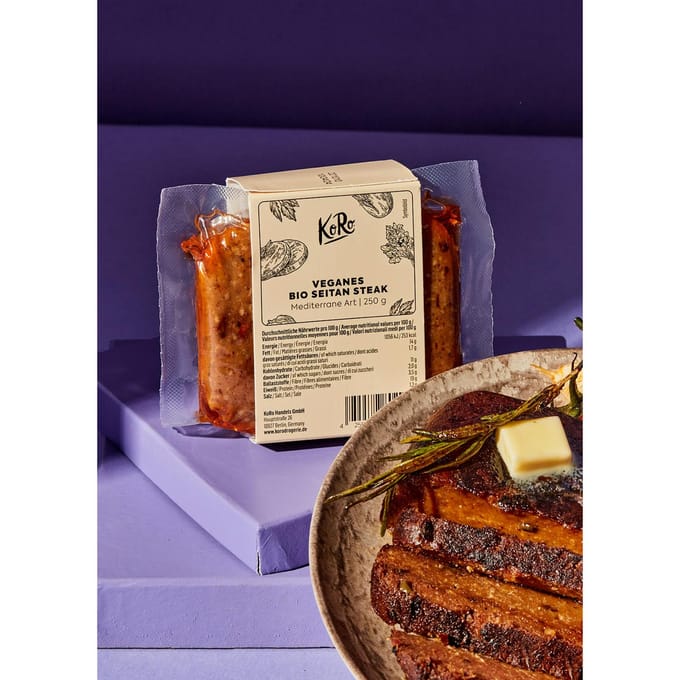 Vegan bio seitan steak Mediterraanse stijl 250 g