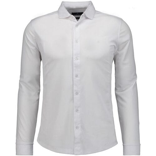 Ragman Overhemd Soft Knit Uni Color Easy Care Wit / male