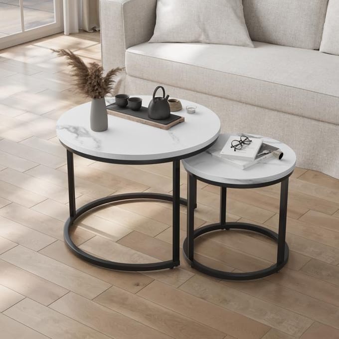Table basse ronde - MUVOE - 60cm - Blanc - Métal - Design moderne wit