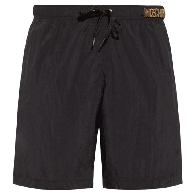 Moschino metalen logo zwarte lange zwemshort