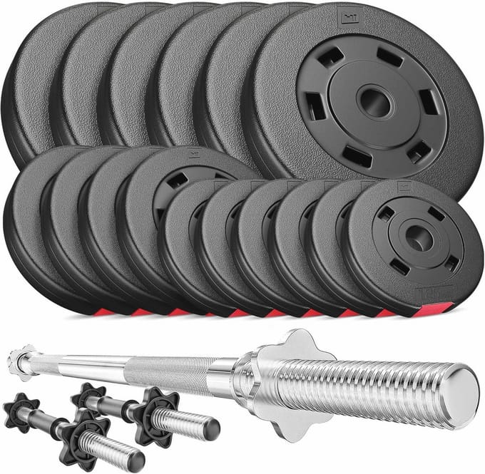 Dumbbell Set 58 kg met Lange en Korte Halterstangen