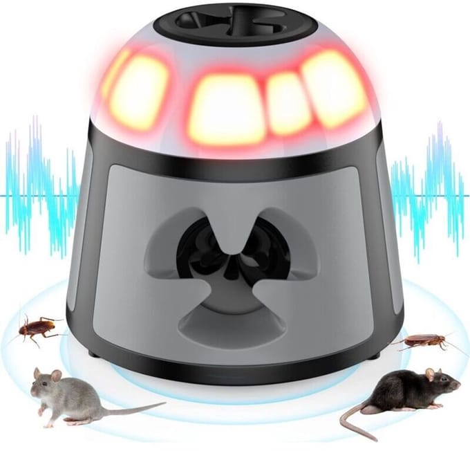 Ultrasone knaagdierverjager, 360°, met LED-verlichting