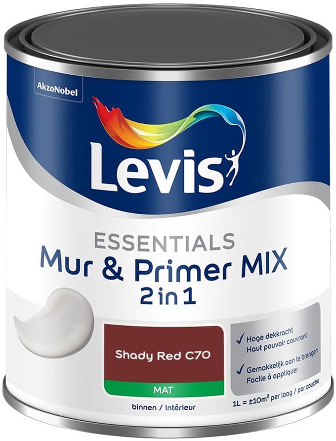 Levis - Essentials Mur & Primer Mix - Shady Red C70 - Mengverf - 1 L