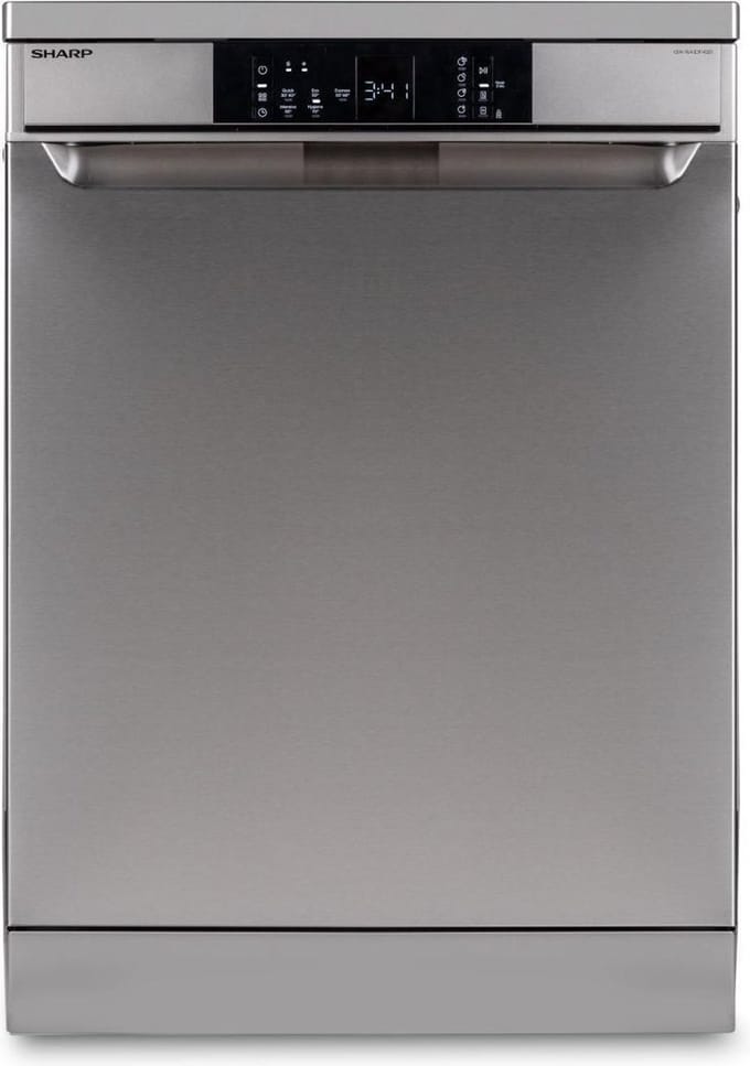Sharp QWNA1DF45EIEU - Vrijstaande vaatwasser - 60cm - Energielabel E - Topsproeier - Besteklade - RVS deur