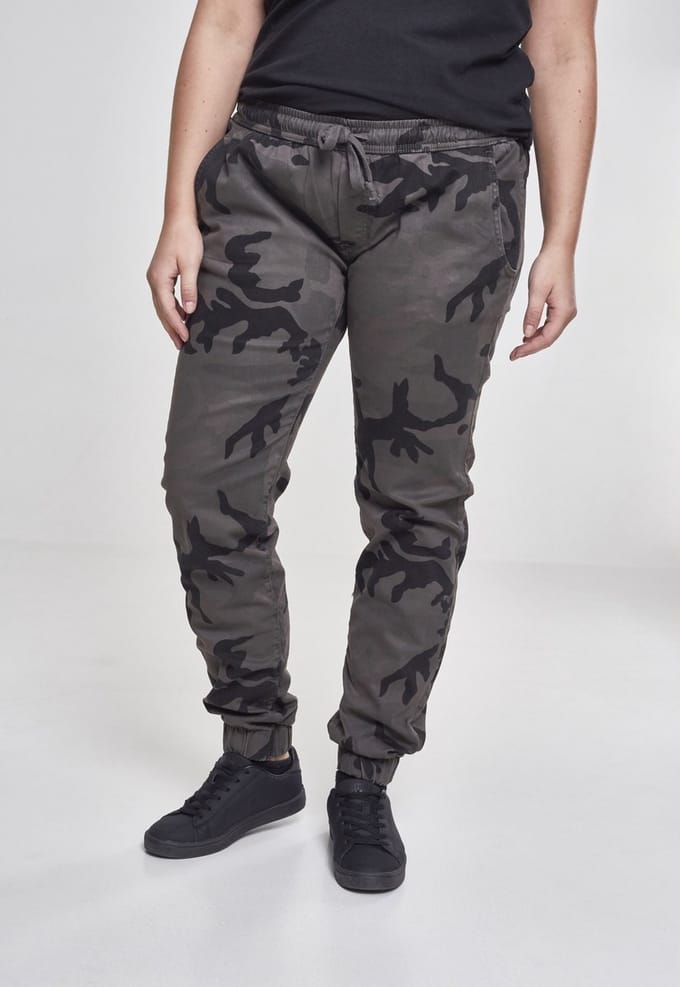 Urban Classics - Camo Dames joggingbroek - XL - Zwart/Zwart