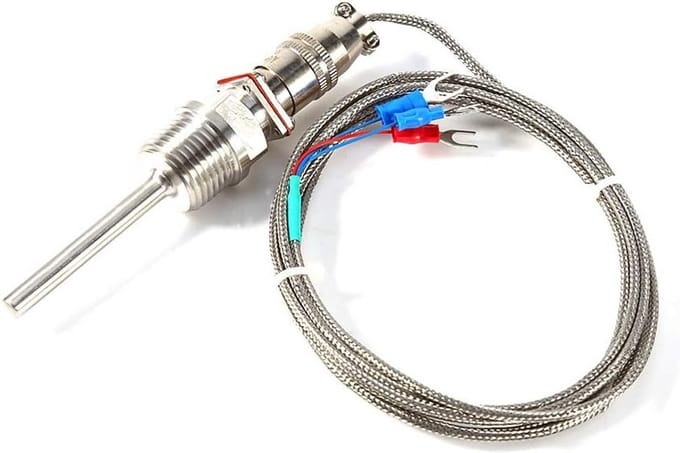 PT100 Temperatuursensor RVS 304 Schroefdraad 1/2"NPT 2 Meter Kabel