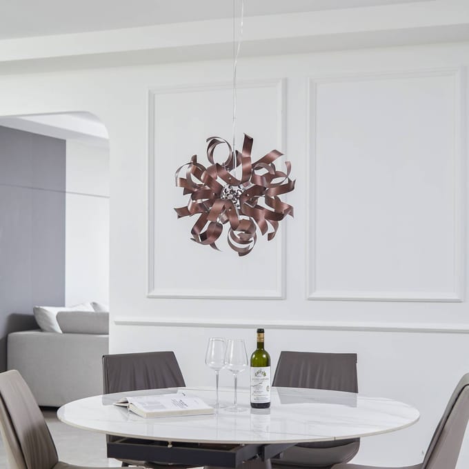 Lucande - hanglamp - 5lichts - Aluminium - H: 46 cm - G9 - satijn koper