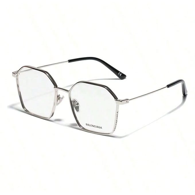 Monture de lunettes géométrique argentée Balenciaga BB0198O noir