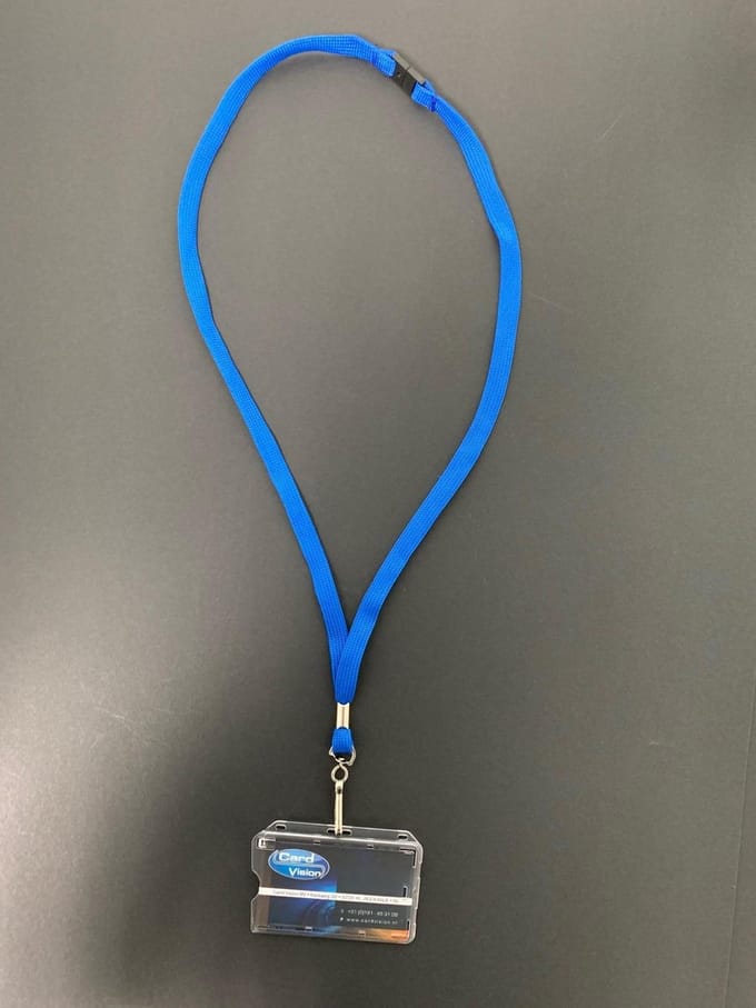 Keycord met Metalen J clip + S1 Kaarthouder Blauw
